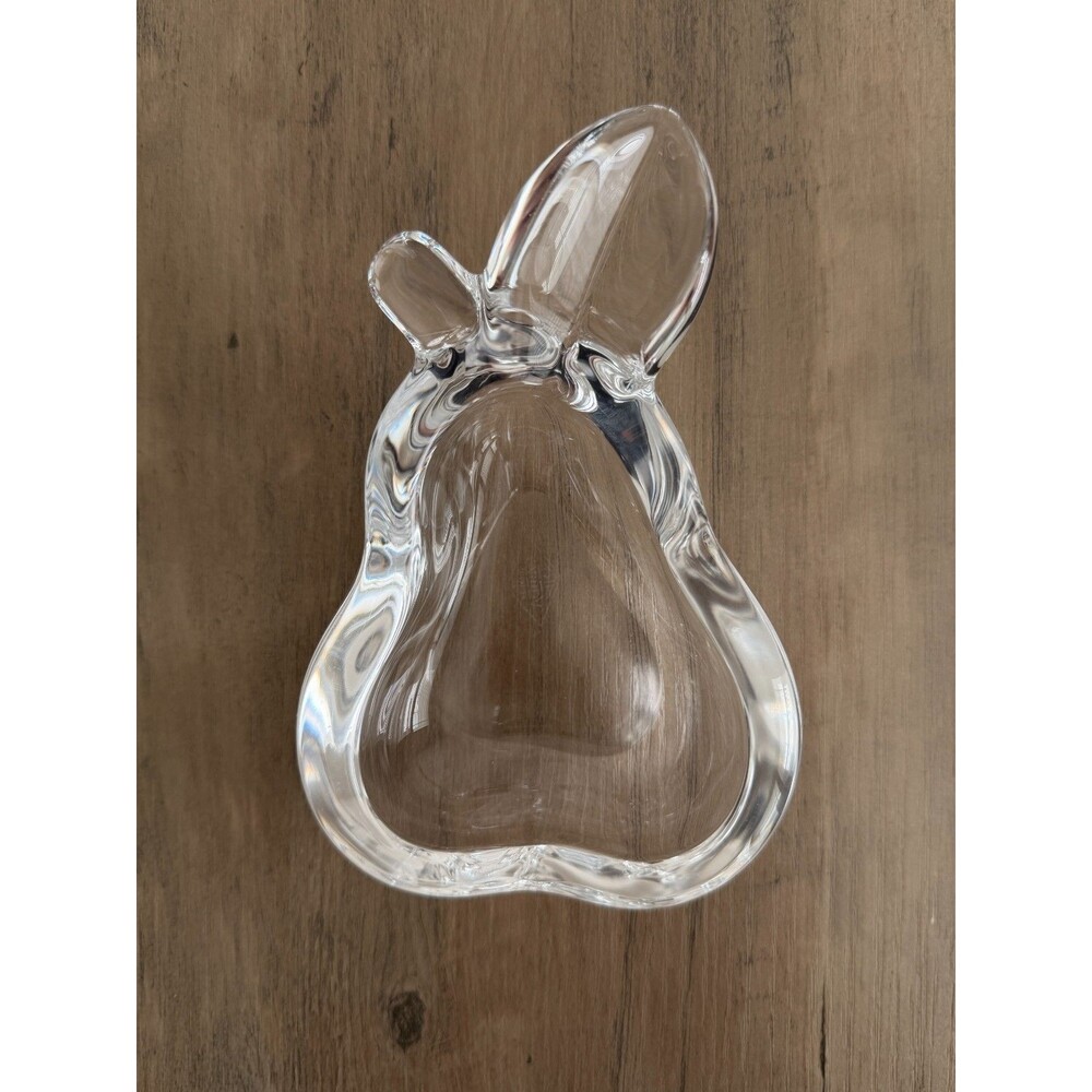 Vintage Art Vannes France Crystal Pear Shaped Bowl Dish Ashtray Trinket Signed